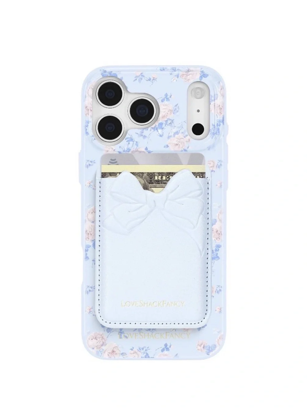 LoveShackFancy x Target Light Blue Floral iPhone Case with Bow Card Pocket